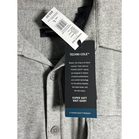 Kenneth Cole Button Up Super Soft Knit Shirt Size L NWT - Picture 10 of 11